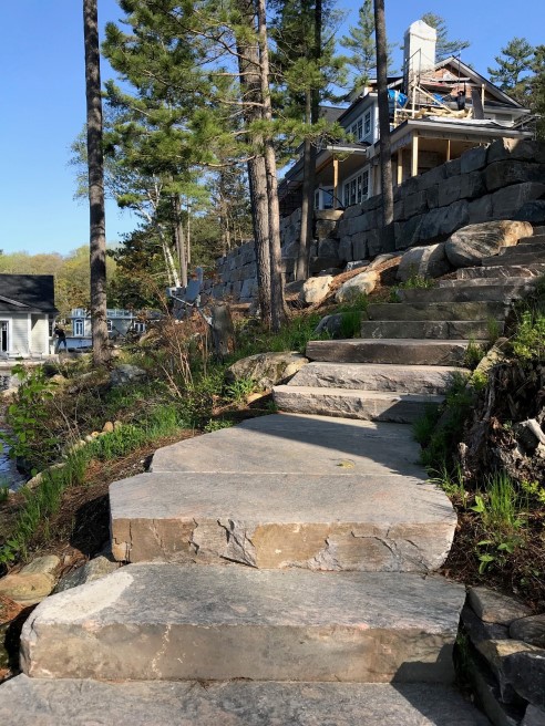 Steps and retaining wall
